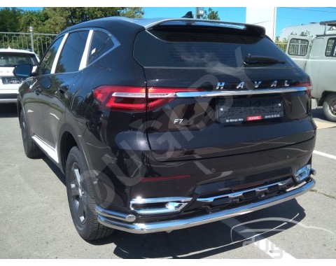 HAVAL F7 2018-н.в. защита заднего бампера труба с загибом двойная d60/42 из нержавеющей стали